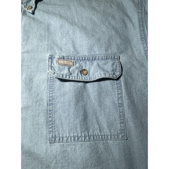 Vintage Carhartt Denim 2XL Denim Shirt 90s Y2K Denim Button Down XXL Work Shirt - Picture 2 of 9